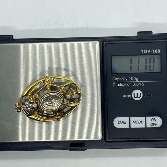 Vatican Library Collection religious Jesus Cross gold tone brooch pin rhinestone - Picture 12 of 13